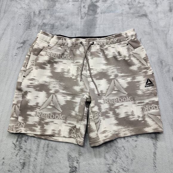 Reebok Shorts Mens XL Tan Brown Momentum 9" Pull On Drawstring Workout Casual - Picture 1 of 14